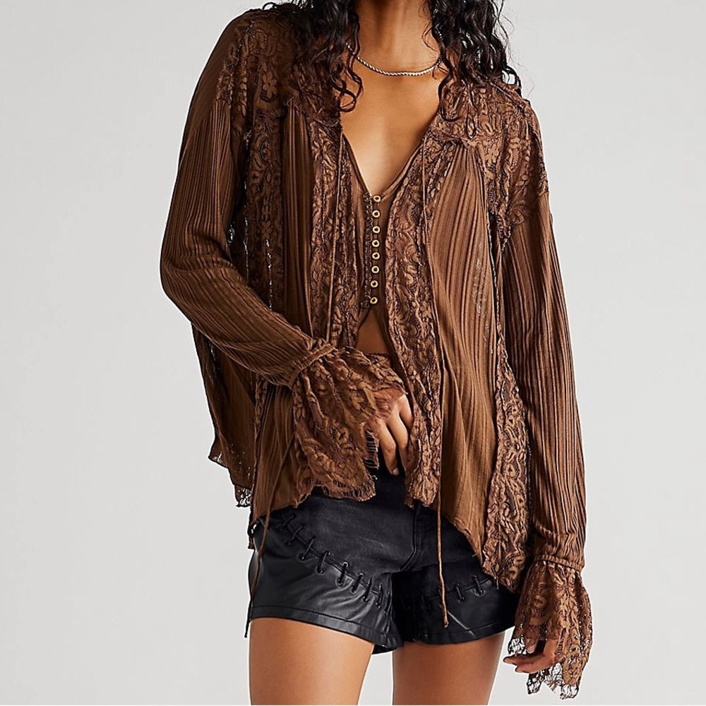 NWT Free People Georgia Tunic in Coffeehouse Brown Sz XL